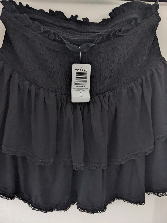 torrid Deep Black Smocked Tiered Tube Top - Picture 2 of 9